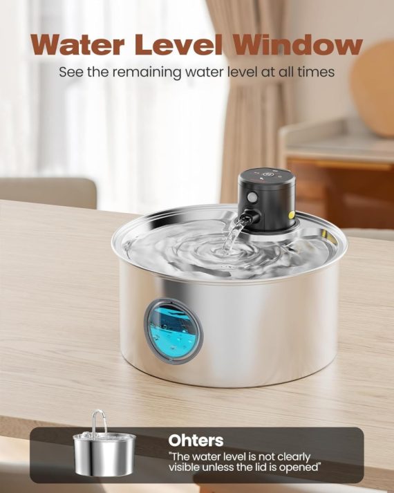 BNETA Pet Stainless Steel Battery Water Fountain W2 - Image 6