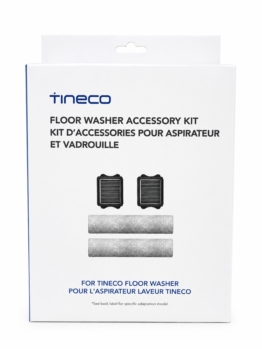 MKTedit_01 - BNETA Tineco Floor Washer Accessory Kit packaging with two black filters and two gray replacement pads.