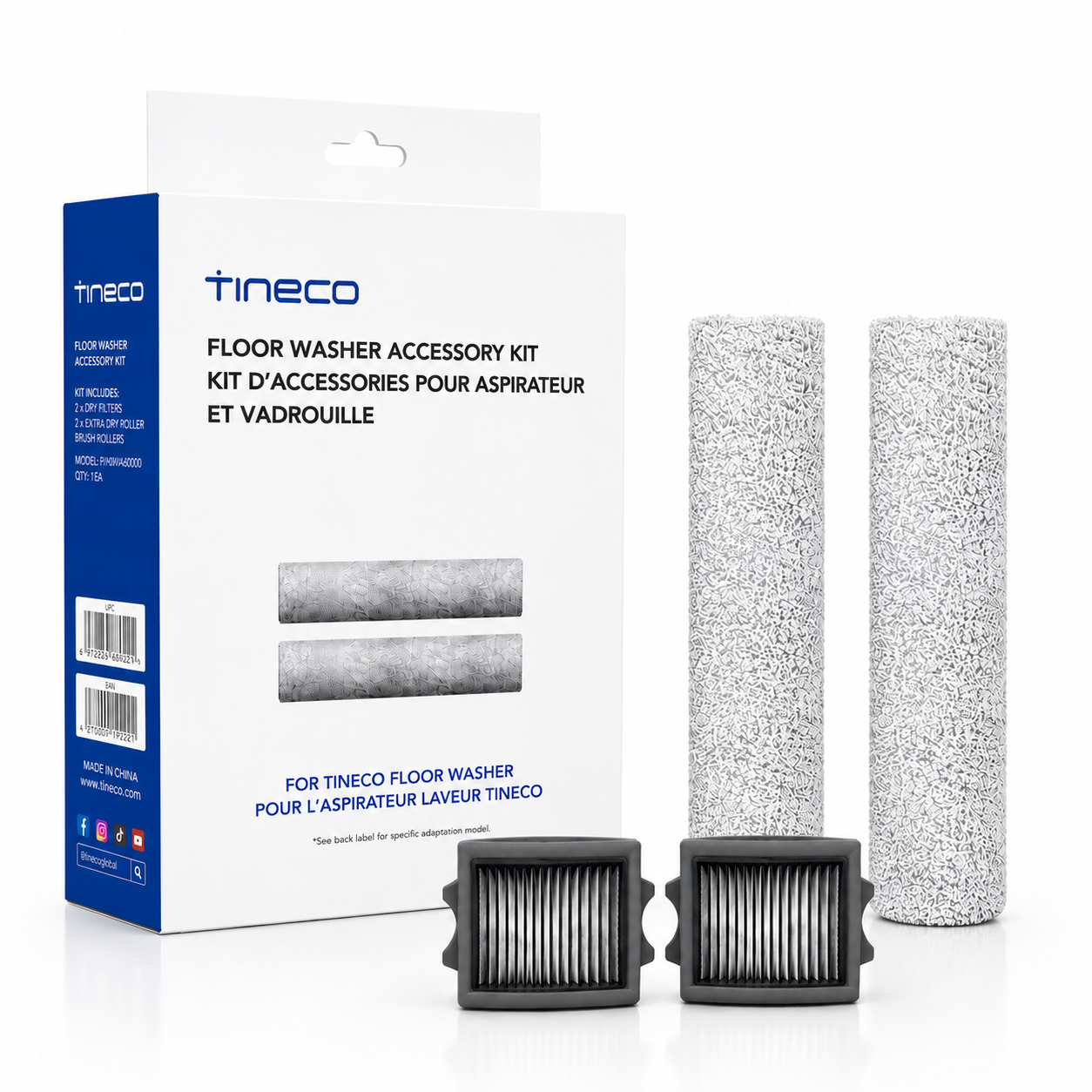 Tineco Floor One Wet Dry Cleaner Microfiber Replacement Roller and Hepa Filter Kit